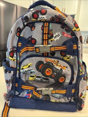 Pottery Barn Kids Hot Wheels Monster Truck Backpack - Gray & Navy